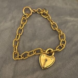 Juicy Couture Gold Heart Padlock Charm Bracelet